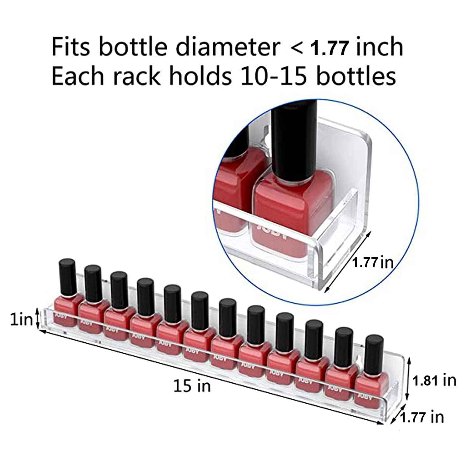 HESIN Acrylic Nail Polish Organizer Wall Mounted Nail Polish Display Racks 4 Pack Essential Oil Stand Holder Home Organizer