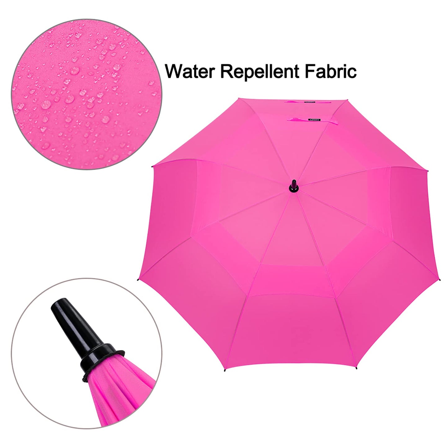 G4Free 62 Inch Automatic Open Golf Long Umbrella Extra Large Oversize Double Canopy Vented Windproof Waterproof Stick Umbrellas(Pink)