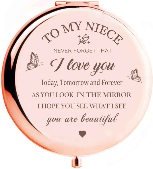 KGKAIMIZL Niece Compact Mirror - Makeup Mirror Gifts for Niece from Aunt, Birthday & Christmas
