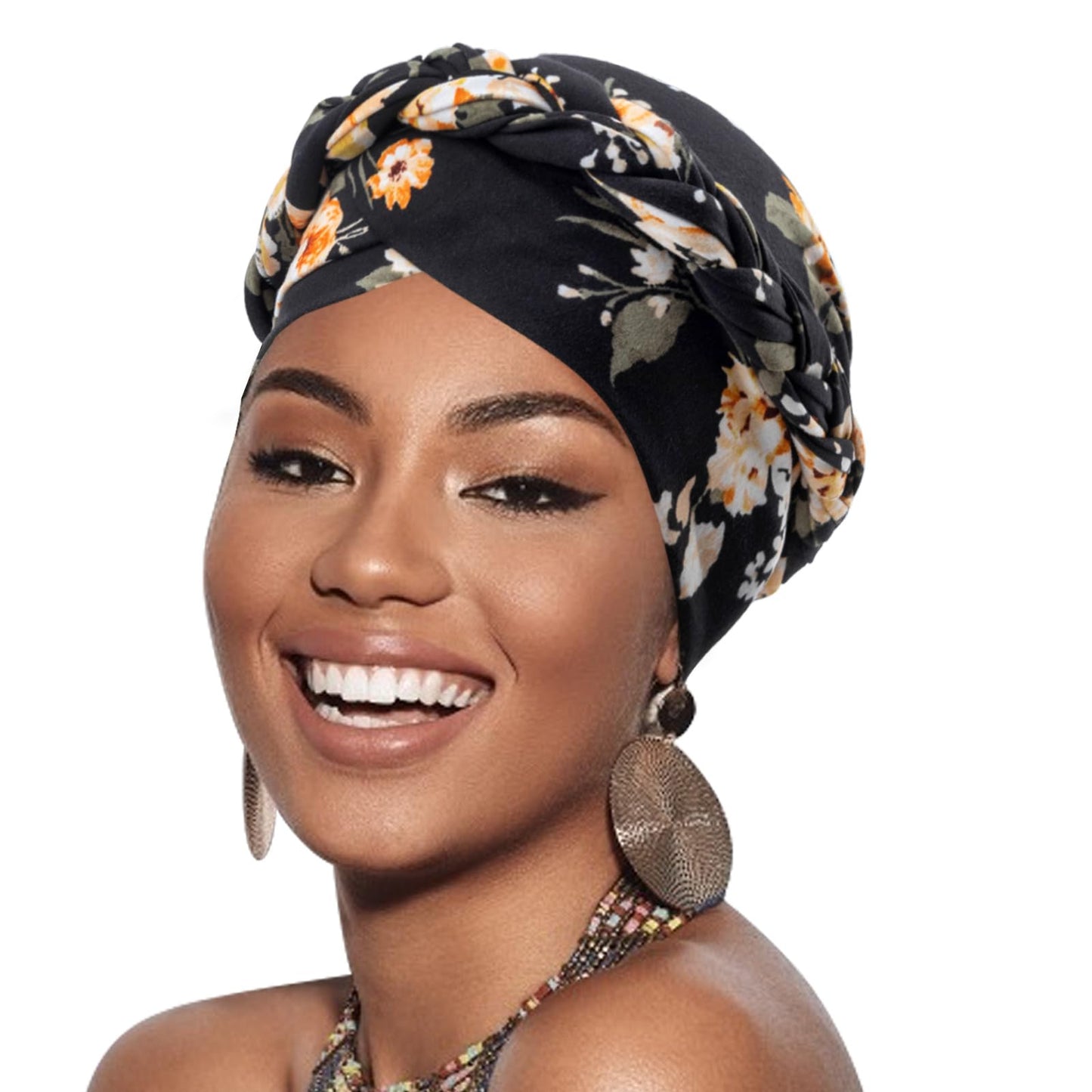 African Women Turban Caps Pre-Tied Twisted Turbans for Women Head Scarf for Women Hair Wraps Cover Beanie Cancer Chemo Headwear for Black Women