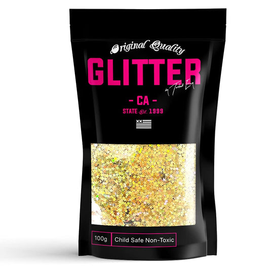 GOLD Holographic | 50g / 1.75oz STAR Shaped Glitter | 2mm - 0.078" | Non-Toxic | Great for Arts, Crafts, Slime, Epoxy, Resin, Nail Polish | Decoration | Festival | Body, Hair Glitter