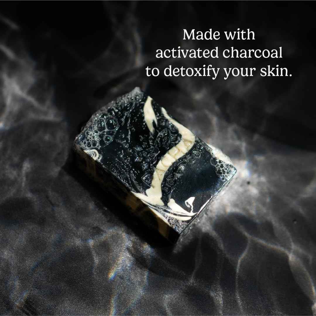 Pacha Soap Co. Bar Soap - Premium, Handcrafted, Hydrating, Natural Face Wash, Hand Cleanser, Body Wash, Soothing Essential Oils (Clarifying Charcoal, 5-Pack, 4 oz ea)