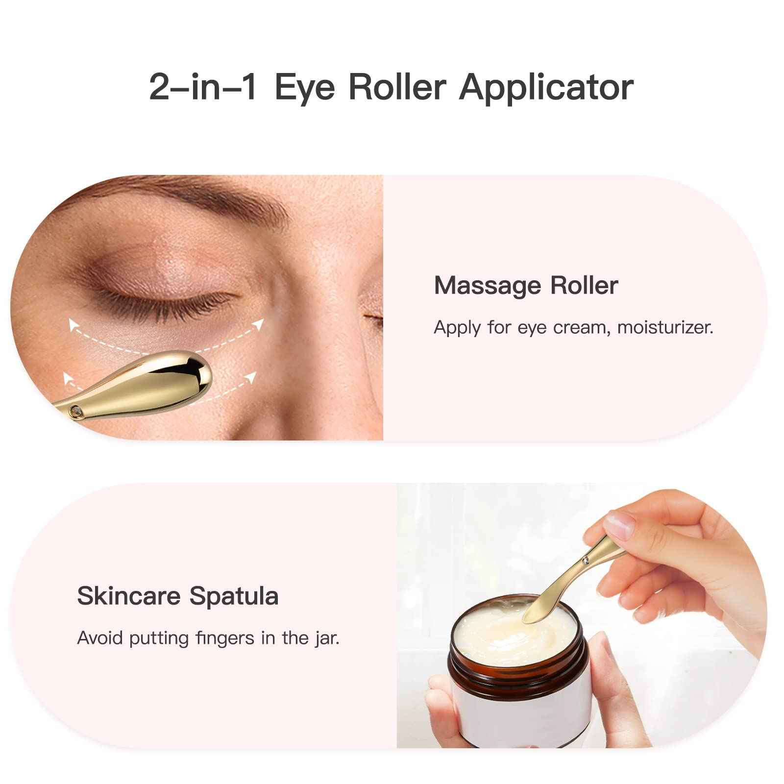 Tekson Faical Roller Massager and 3PCS Eye Roller Cream, 3D Metal Face Massage Tool for Reduce Puffines