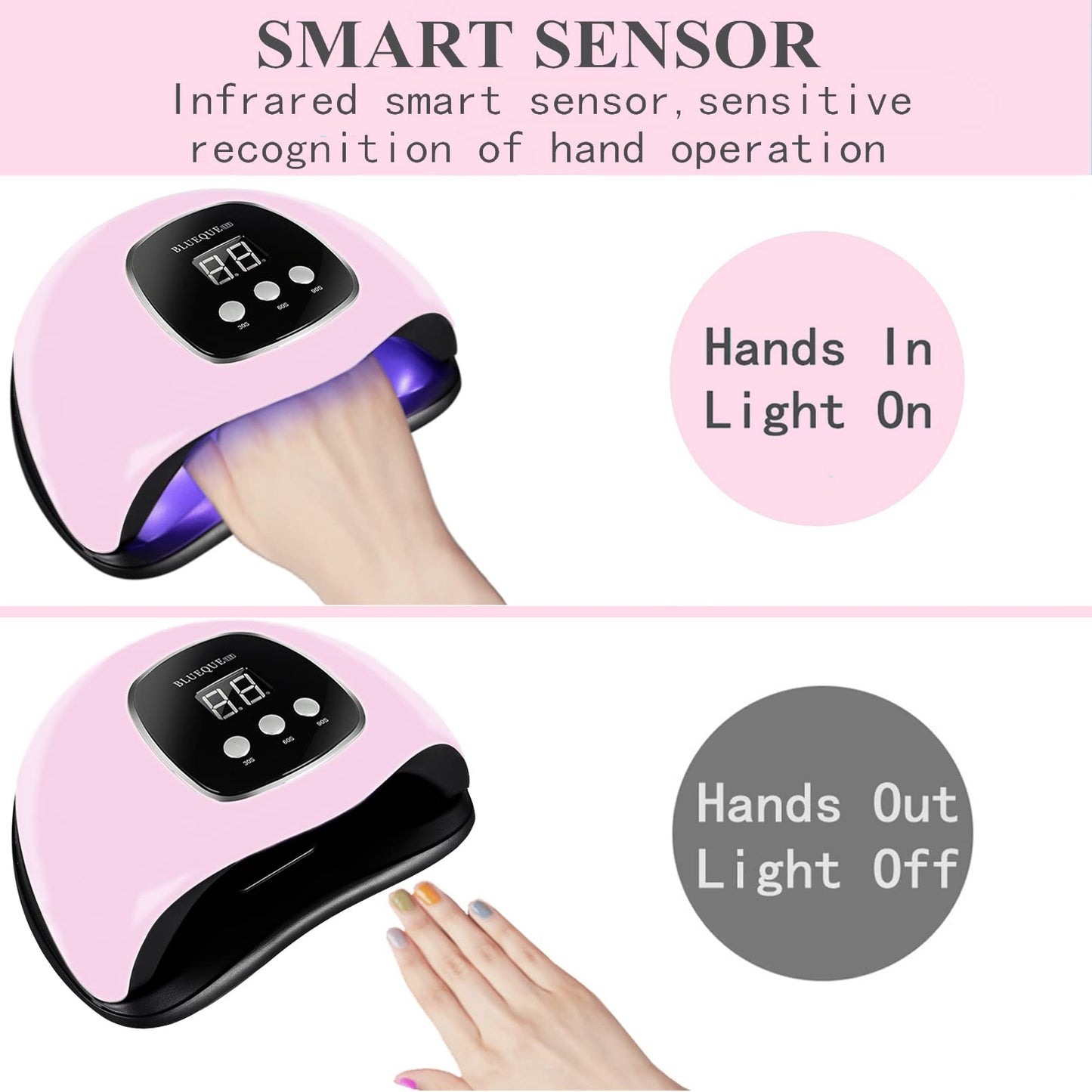 UV Light for Nails, BIGBEAR 48W LED Nail Light for Gel Polish, Fast Nail Dryer with Automatic Sensor, 3 Timer Setting, Small and Portable, UV LED Nail Lamp for Fingernail and Toenail