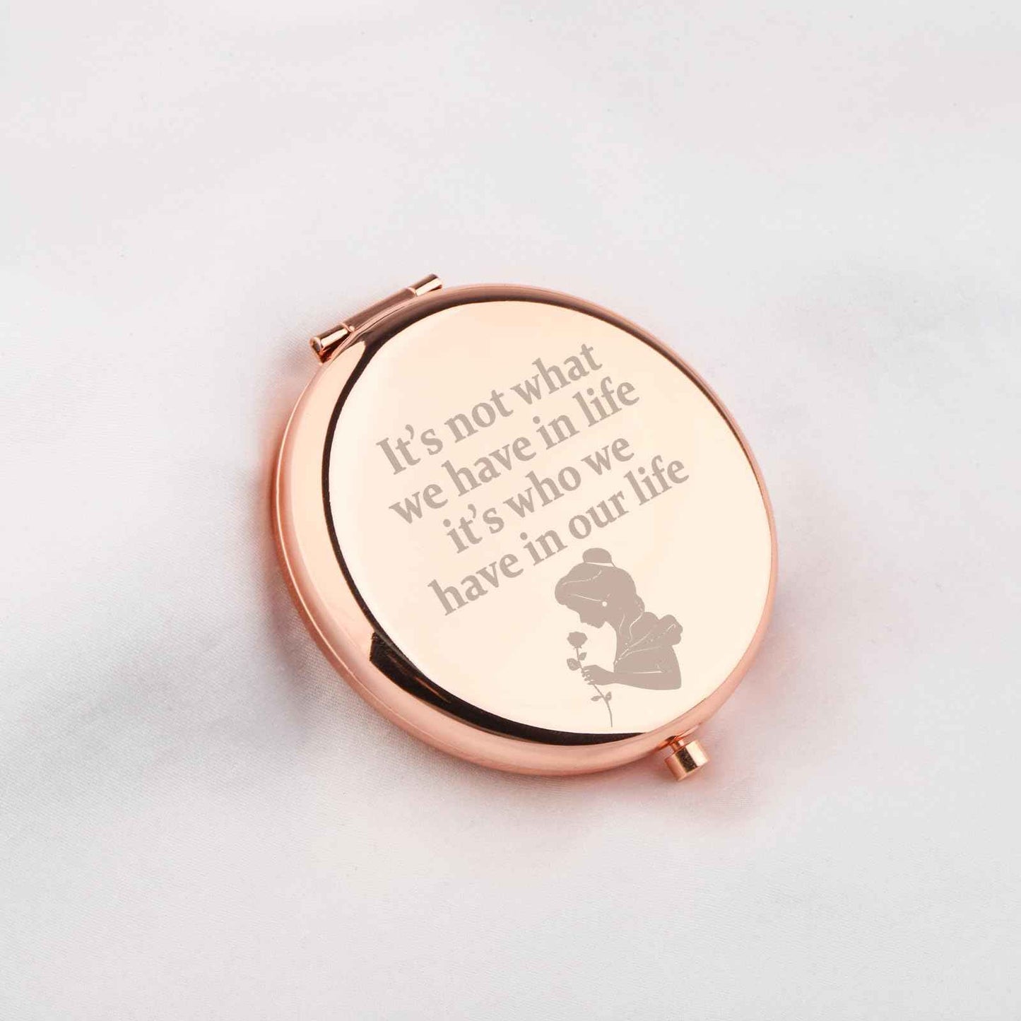 WUSUANED Beauty Fairy Movie Makeup Mirror It’s Not What We Have in Life It’s Who We Have in Our Life Jewelry Beauty Beast Fans Gift Princess Belle Fans Gifts (Belle Princess Mirror)