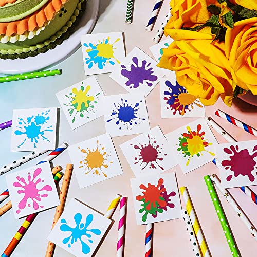 Maitys 144 Pieces Paint Party Splash Temporary Tattoos Artist Paint Tattoos Stickers for Art Party Favors Creative Slime Birthday Decoration Supplies Apparel Accessories