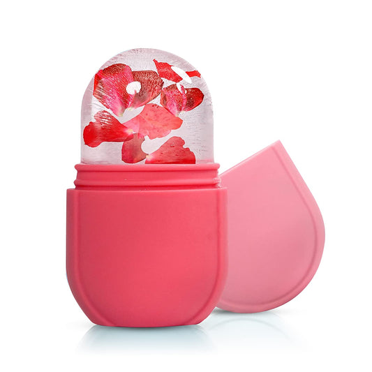 PASNOWFU Ice Cube Face Roller, Eyes and Neck, Brighten Skin & Enhance Your Natural Glow, Reusable Facial Treatment, Ice Cube Roller to Tighten Skin & De-Puff The Eye Area, Mini and Cute Size (Pink)