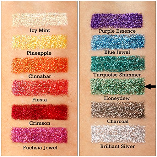 GLITTIES - Honeydew Jewel - Cosmetic Grade Fine (.008") Loose Glitter Powder Safe for Skin! Perfect for Makeup, Body Tattoos, Face, Hair, Lips, Soap, Lotion, Nail Art - (10 Gram Jar)