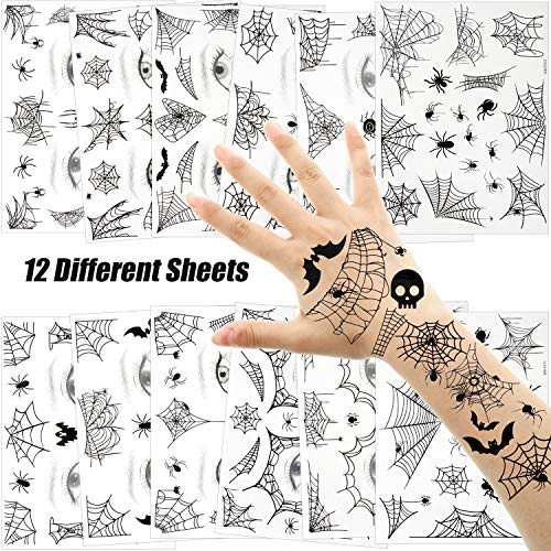 Halloween Spider Temporary Tattoos - 94 Pieces, 12 Sheets