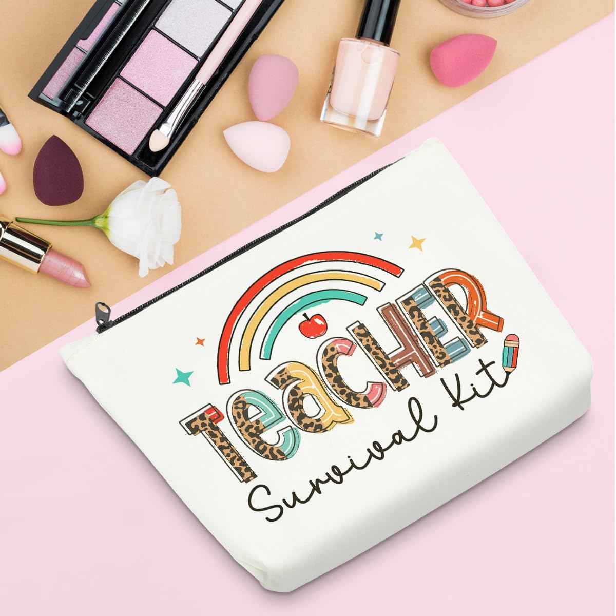 Sldpngo Teacher Survival Kit - Makeup Bag for Women, Birthday Gifts, Appreciation Gifts with Cosmetic Essentials