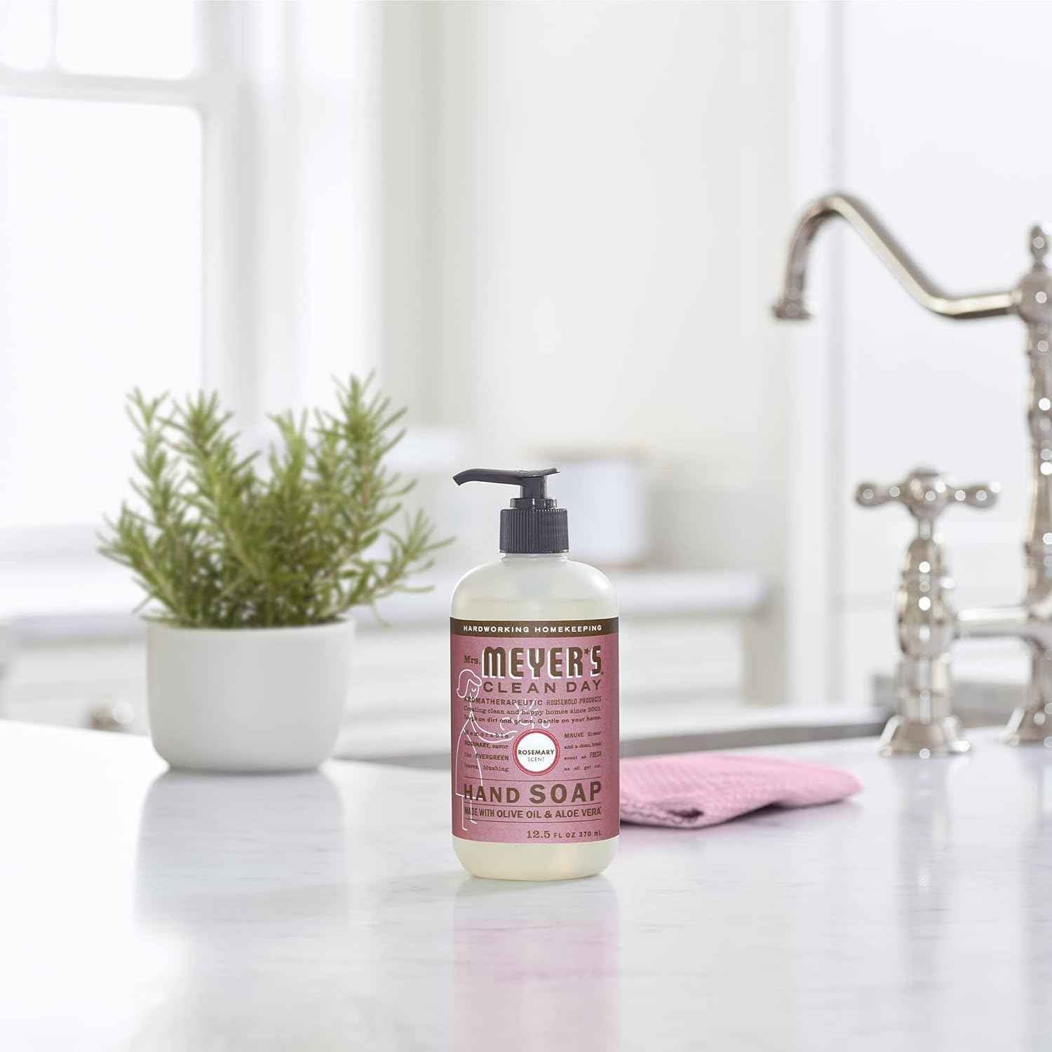 Mrs. MEYER'S CLEAN DAY Hand Soap Scent Variety Pack Includes 1 of Each, Rosemary + Basil + Geranium + Honeysuckle + Lavender + Lemon Verbena, (Count of 6)