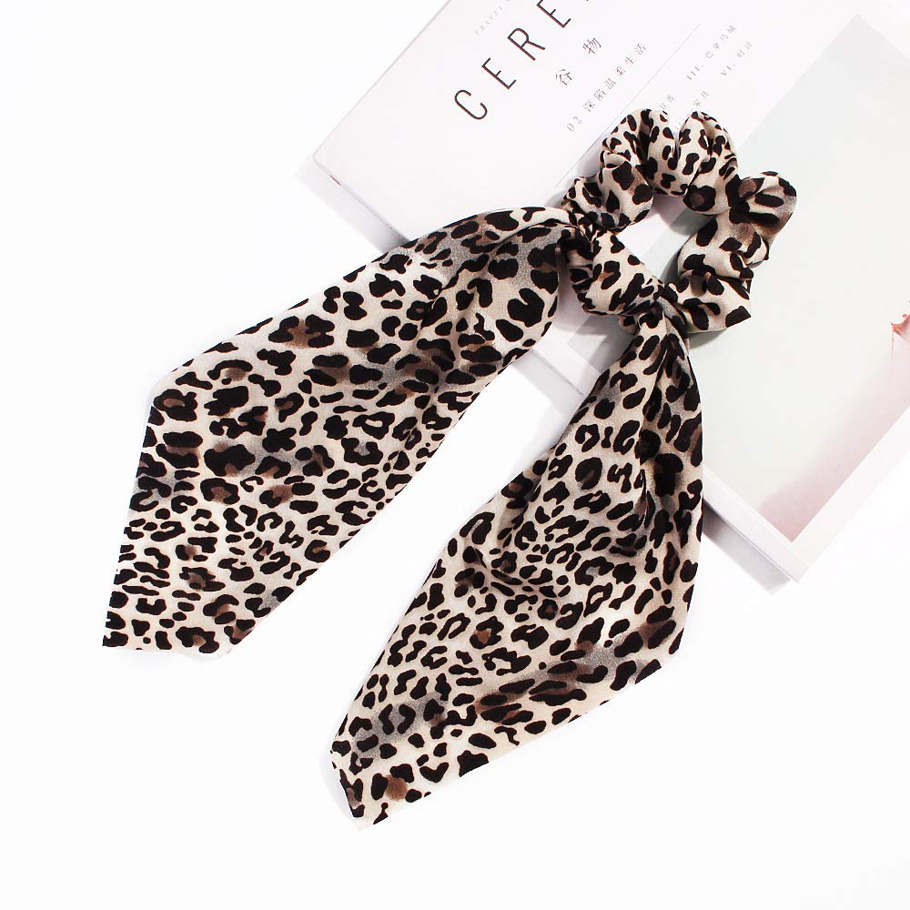 5Pcs Leopard Snake Cheetah Print hair scarf Scrunchies, Leopard Hair Tie, Animals Hair Scarf Scrunchies Ponytail Holder Scrunchy Ties for Women (Leopard Headband - 5B)