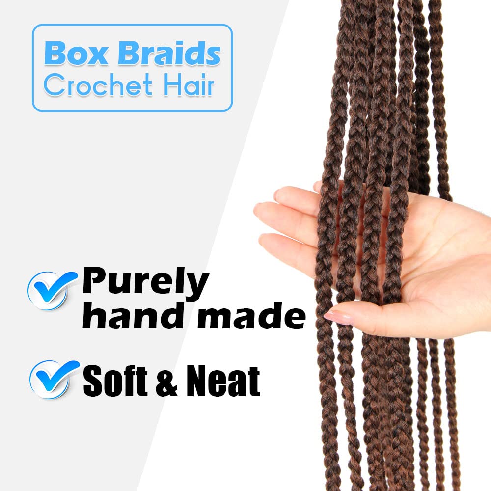 BOHOBABE Box Braids Crochet Hair 8 Inch 8 Packs Prelooped, Short 3X Knotless Crochet Box Braiding Hair (T30, Ombre Medium Dark Brown)