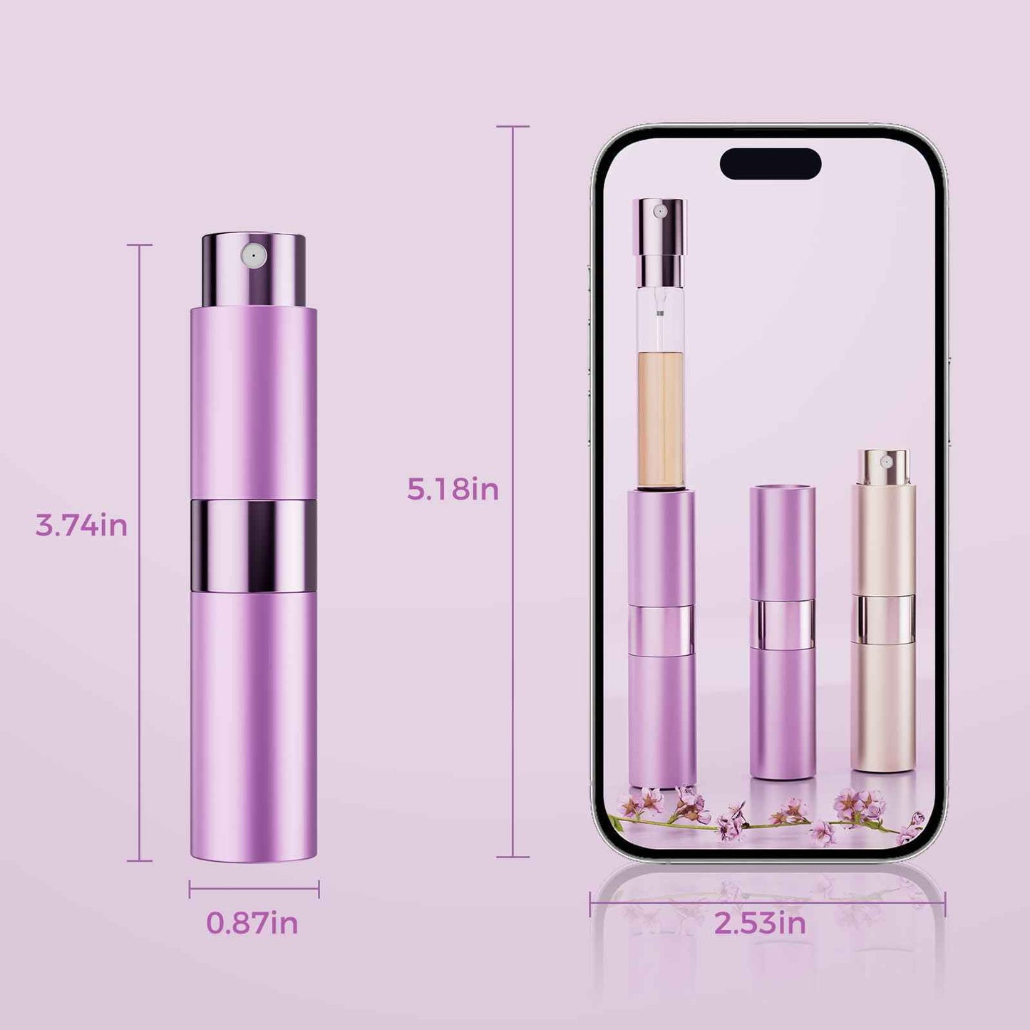 Augwontior Travel Perfume Bottle Refillable, Mini Cologne Travel Size Bottle, Empty Perfume Atomizer, Portable Atomizer Sprayer Dispenser with 3 Sets of Filling Tools (8ml, 3 Pack)