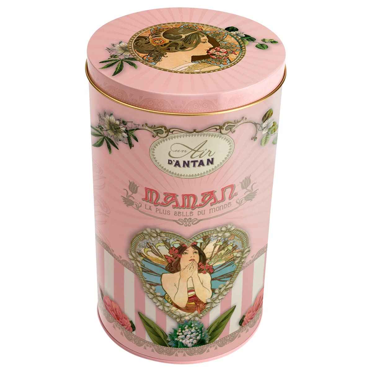 Un Air d'Antan Spa Gifts for Women - Gift Basket with Hand Cream, Rose Scented - 4 Products in Tall Tin