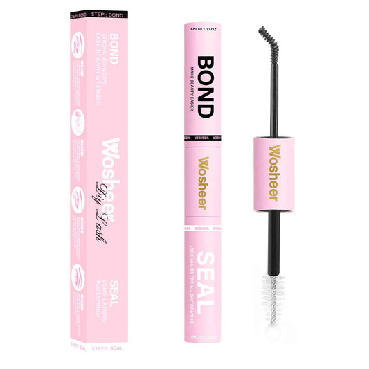 WOSHEER Lash Glue Bond and Seal Waterproof Long Lasting Strong Hold 2 in 1 Eyelash Glue Lash Bond and Seal Cluster Eyelash Bond and Seal for DIY Lash Extensions - Black