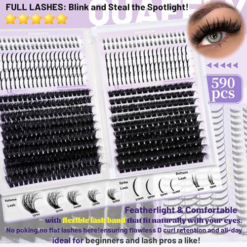 DIY Lash Extension Kit - 1676 Pcs D Curl Spike & Bottom Lashes