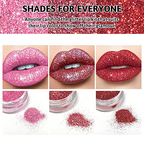 3-Color Glitter Lip Kit with Primer & Applicator