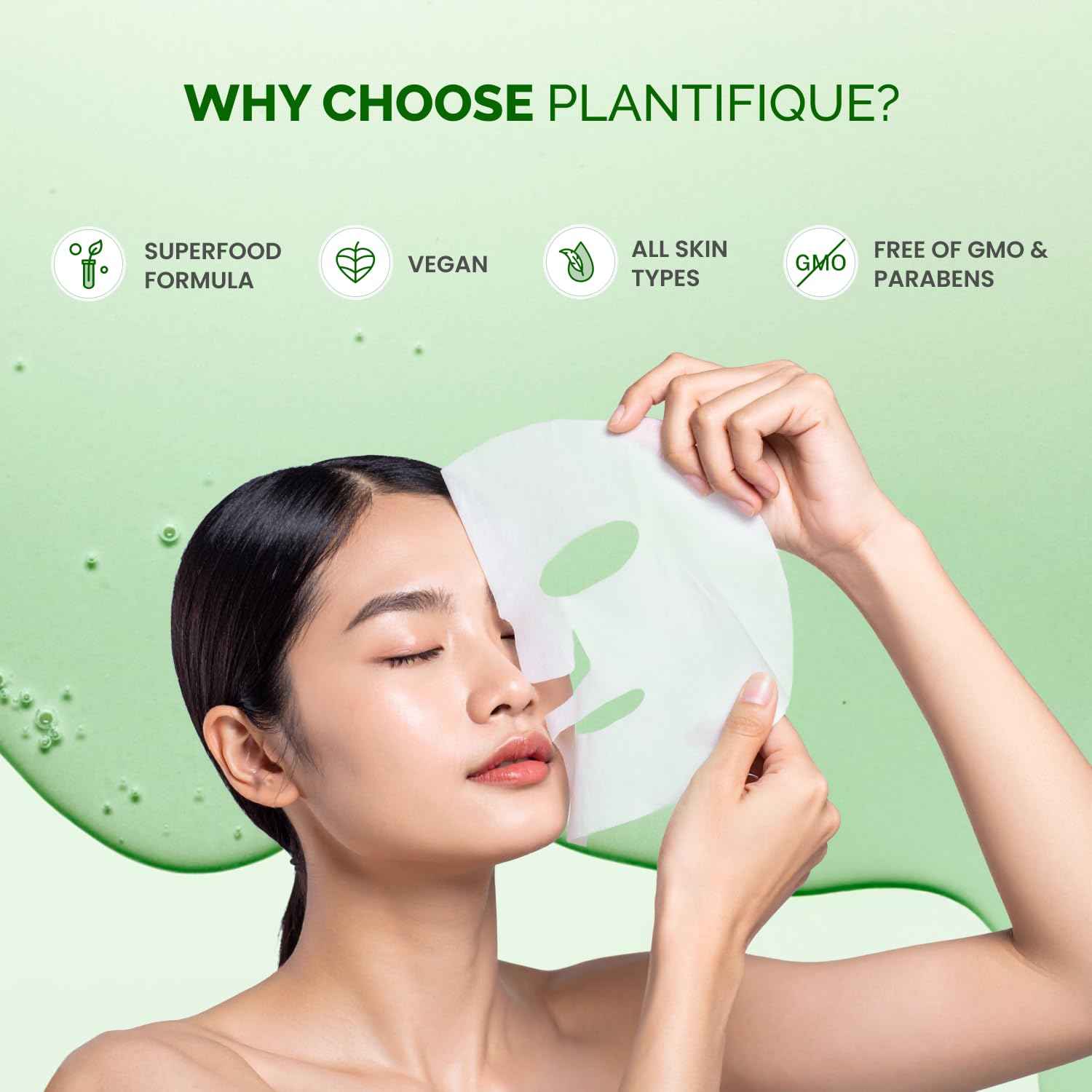 PLANTIFIQUE Superfood Facial Sheet Mask Variety Box 10 Pack – 2x Coconut, Aloe, Vitamin C, Centella & Collagen Face Masks – Hydrating & Glow-Enhancing – For All Skin Types
