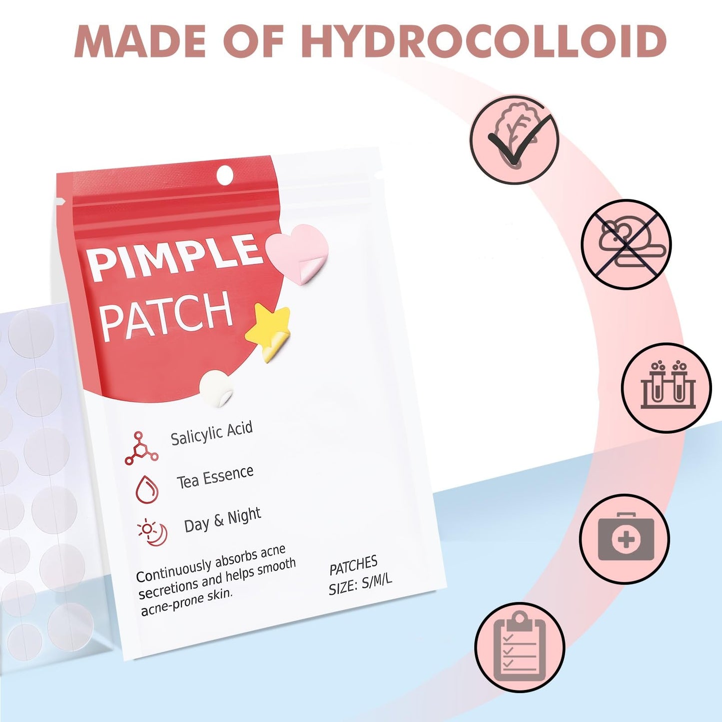 Pimple Patches for Face 304pcs,Hydrocolloid Acne Patches Star,Zit Patches,Pimple Popper Tool Kit,Facial Skin Care Products Containing Salicylic Acid,Tea Tree Oil and Calendula Oil