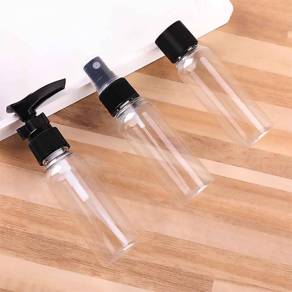 Vitog Travel Bottles Kit, TSA Approved Leak Proof Portable Toiletry Containers Set, Clear flight size PET Cosmetic Containers for Lotion, Shampoo, Cream, Soap, Set of 11 (Black+Plastic)