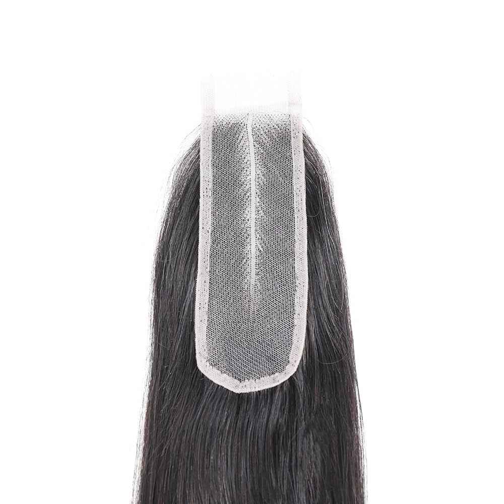 Straight Lace 2x6 Kim K Closure Hand-Tied 100% Brazilian Virgin High Ratio Human Hair Transparent Lace Closure Deep Central/Middle Part Closure Extensions For Women Natural Black Color (16 inch)