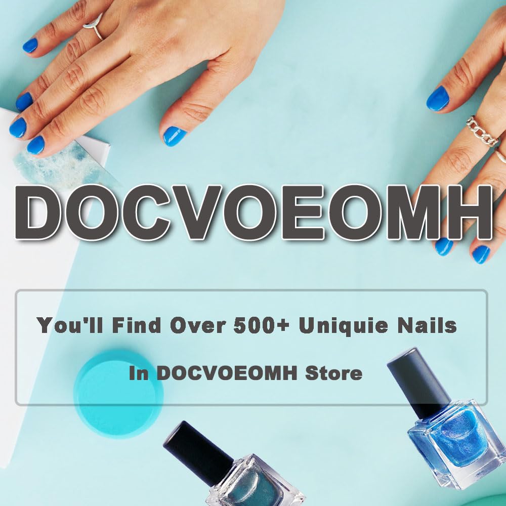 DOCVOEOMH Press on Nails Long Coffin Ombre Blue Acrylic Fake Nails with 3D Flower Design Rhinestones Glitter Glue on Glossy Full Cover Artificial Gel False Stick on Nail for Girls Women Wedding 24Pcs