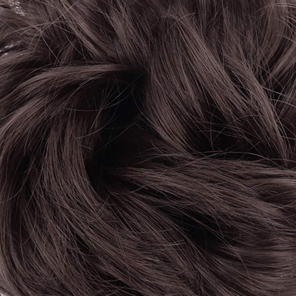 MORICA 1PCS Messy Hair Bun Hair Scrunchies Extension Curly Wavy Messy Synthetic Chignon for Women (6#(Dark Brown)#)