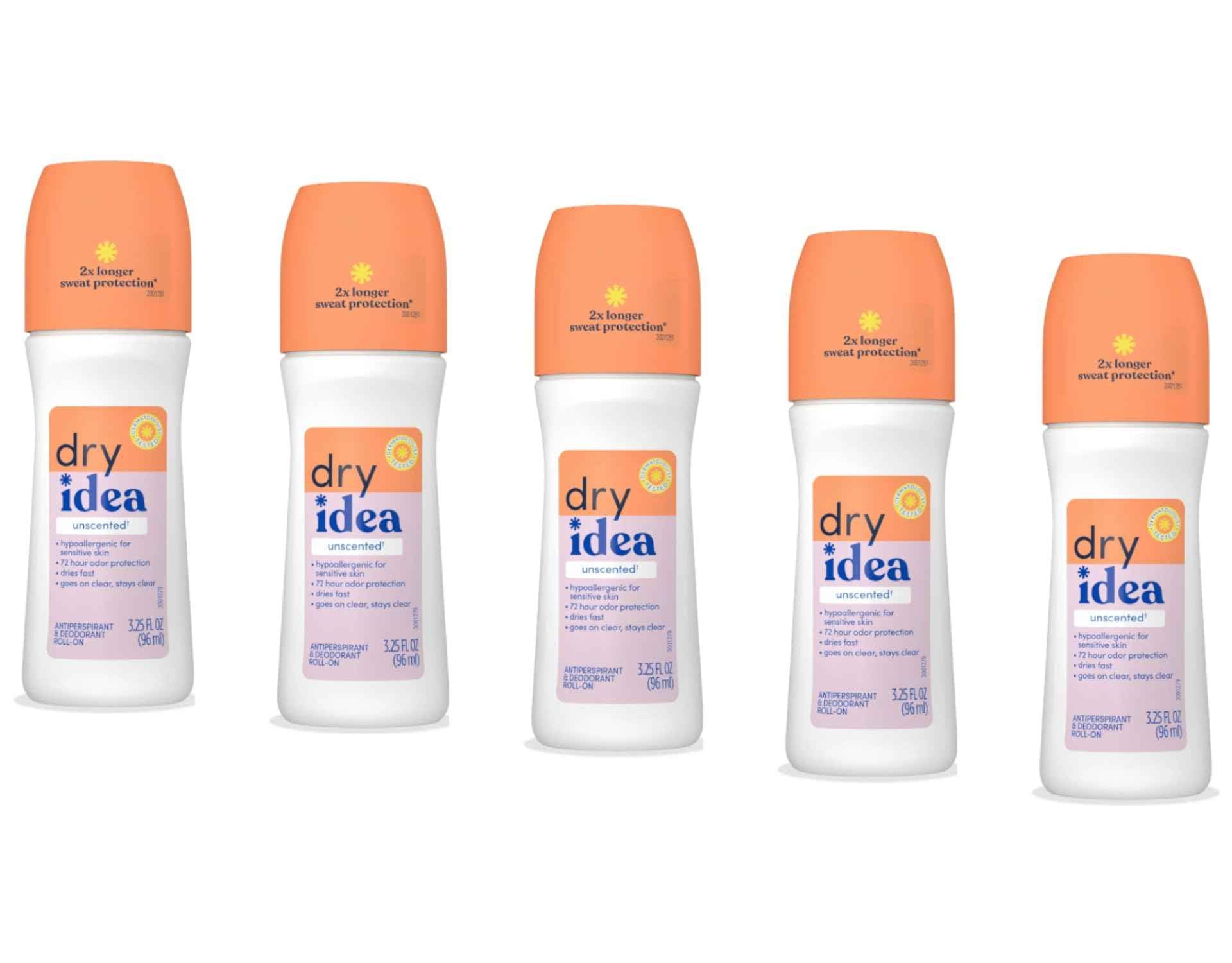 Dry Idea Anti-Perspirant Deodorant Roll-On Unscented 3.25 oz (Pack of 5)