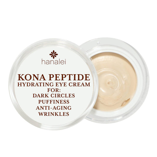 Hanalei Kona Peptide Eye Cream with Caffeine – Reduces Wrinkles, Puffiness, Dark Circles, Hydrating, Smoothing, Revitalizing Formula with Hawaiian Botanicals and Peptides – Cruelty-Free, Vegan, 0.5 oz