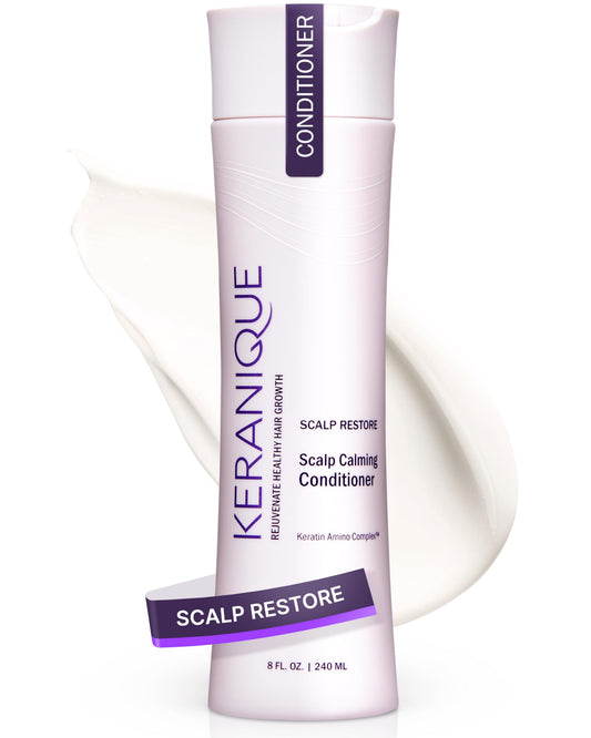 Keranique Scalp Restoring Conditioner for Women - Moisturizing & Exfoliating Conditioner for Dry Scalp - Sulfate-Free, Gentle for Colored Hair - Deep Conditioner for Damaged Hair with Keratin