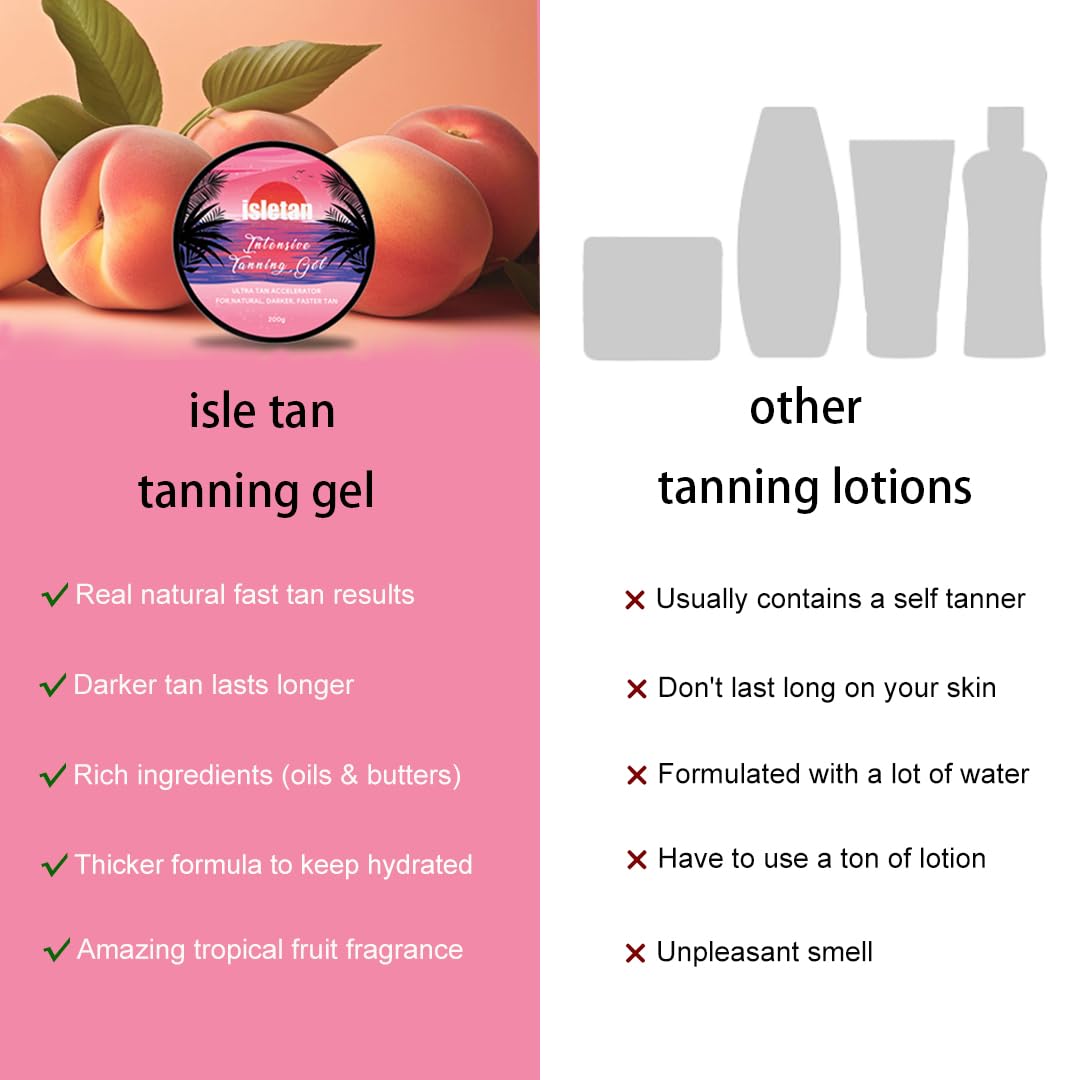 isletan intensive tanning gel peach, tanning gel for outdoor sun & tanning bed, 200g