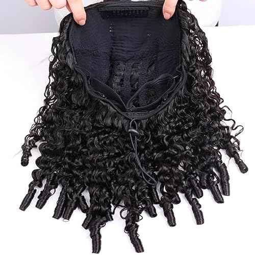 Half Wig Human Hair for Women 12 Inch Burmese Curly Glueless Clip-In Wigs 250% Density 3 IN 1 Half Wigs Flip Over Beginner Friendly Go Drawstring Wig No Glue No Sew Natural Color & Easy Install