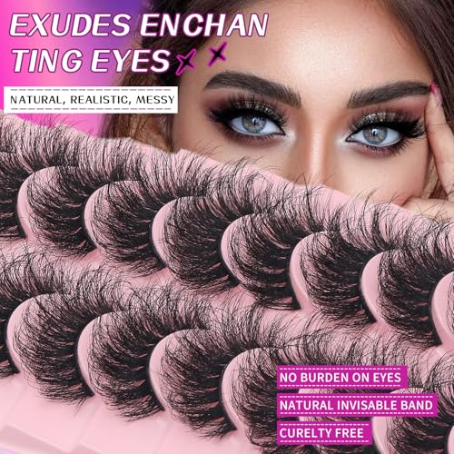 10 Pairs 3D Fluffy Cat Eye Mink Lashes - Reusable Handmade