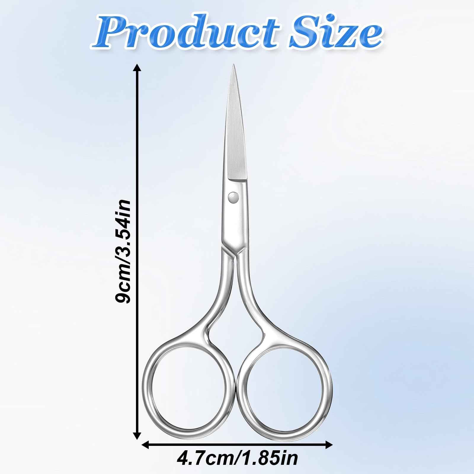 Facial Hair Small Grooming Scissors Stainless Steel Fine Straight Tip Small Nose Scissors for Eyebrow, Nose Hair, Mustache, Beard, Eyelashes, Ear Trimming Kit
