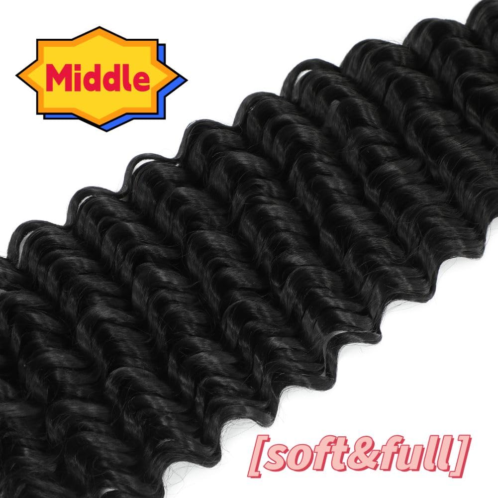 Braiding Hair Boho Hair for Braiding Deep Wave Braiding Hair for Woman Boho Braids Wet and Wave, Bulk Braiding Hair For Micro Braids Curly Deep Bulk 24 Inch Nature Black