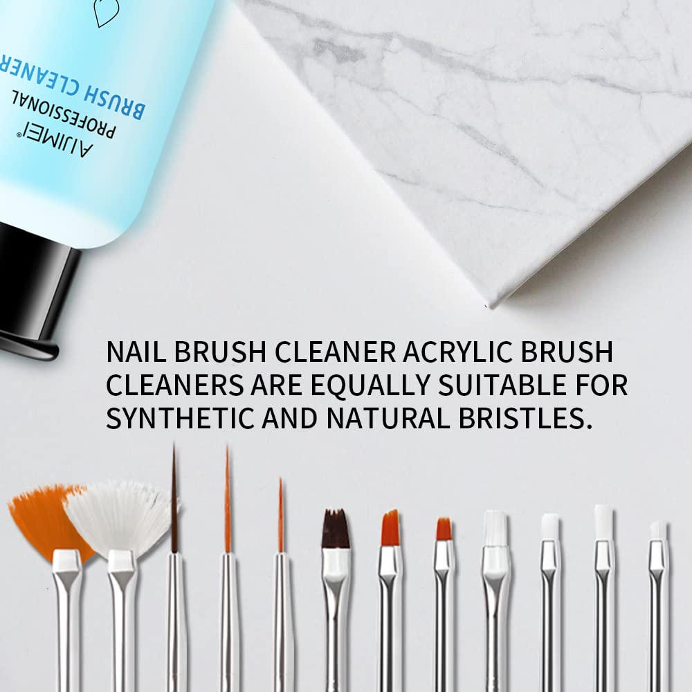 AIJIMEI Acrylic Nail Brush Cleaner Acrylic Brush Cleaner Liquid Acrylic Paint Brush Cleaner Nails Artist Acrylic (Brush Cleaner 58ml/2.1 FL.OZ)