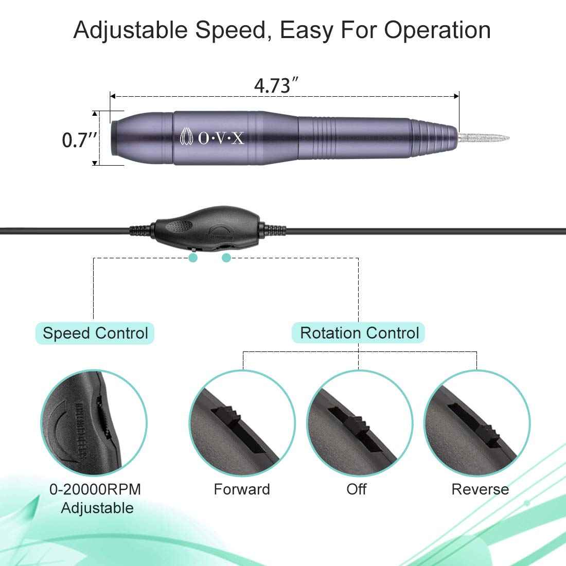 Portable Nail Drill Professional Electric Nail File 20000RPM Manicure Machine Set with Sanding Bands,Nail Drill Bits and Brush for Acrylic Gel Nails(Charcoal Gray)
