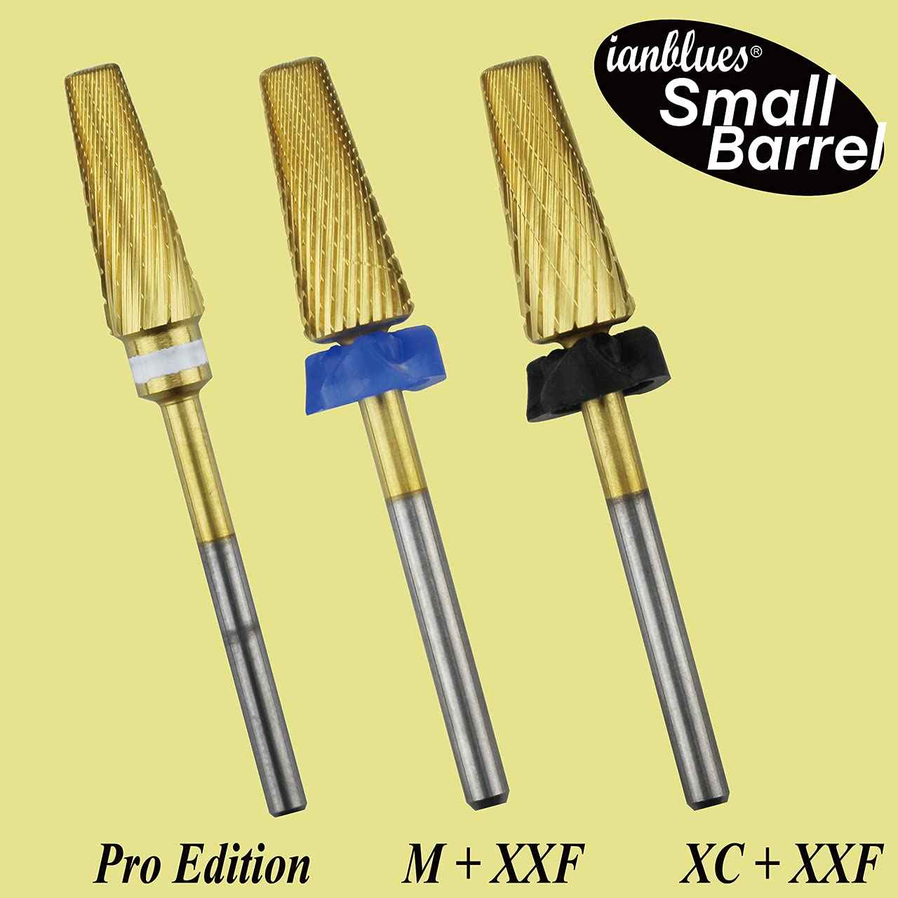 ianblues Multi-function 5 in 1 Nail Drill Bit, Mixed Sizes Edition, Cross Cut, Professional E-File for Manicure Drill Machine, 2 Way, Shank 3/32” (XC + XXF)