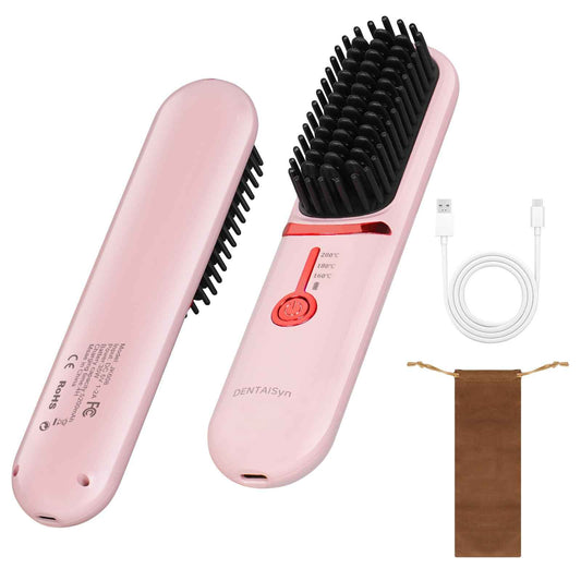 Cordless Hair Straightener Brush - Portable Hair Brush for Travel - 30s Fast Heating - Portable Straightening Brush for Travel, Mini Hot Straightening Comb for Women