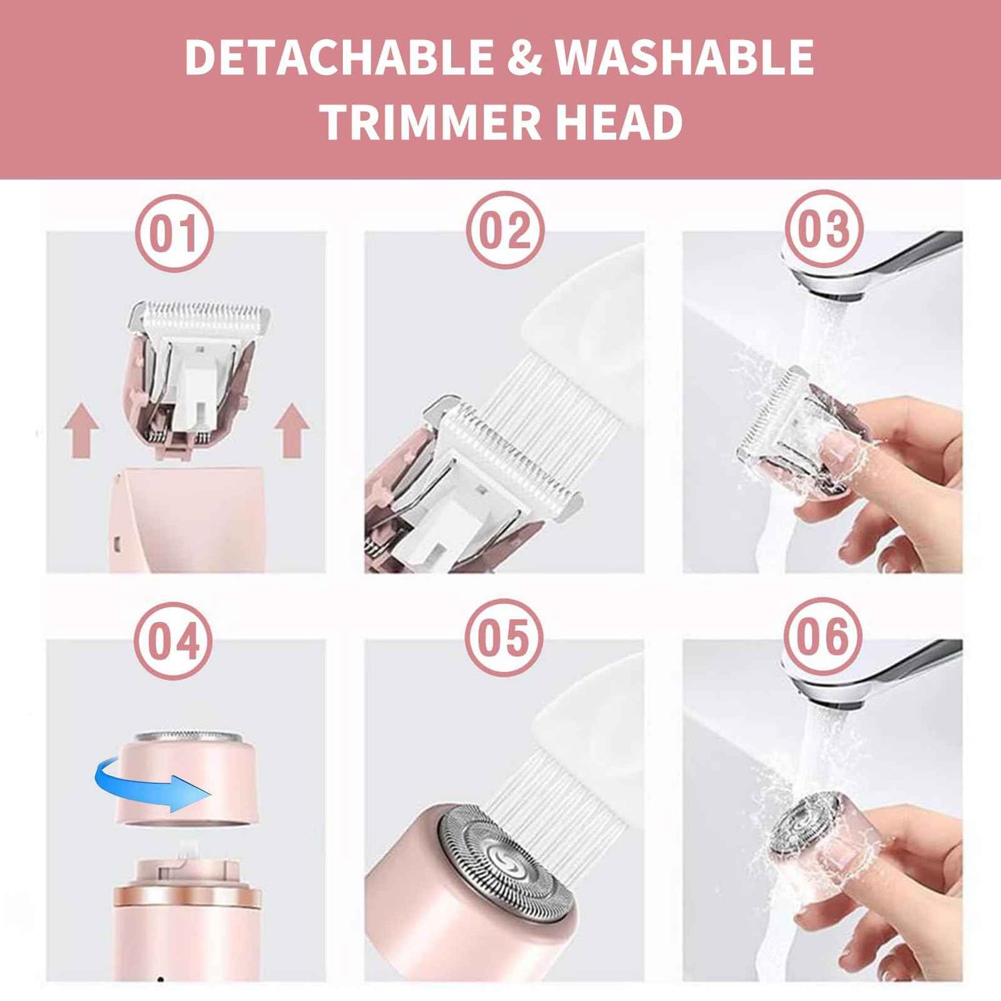 2025 Glow Aura Womens Shaver, 2-in-1 Women's Body Shaver, Dual Head Bikini Electric Razor for Women, IPX67 Waterproof Wet & Dry Use Body Hair Trimmer (Pink)