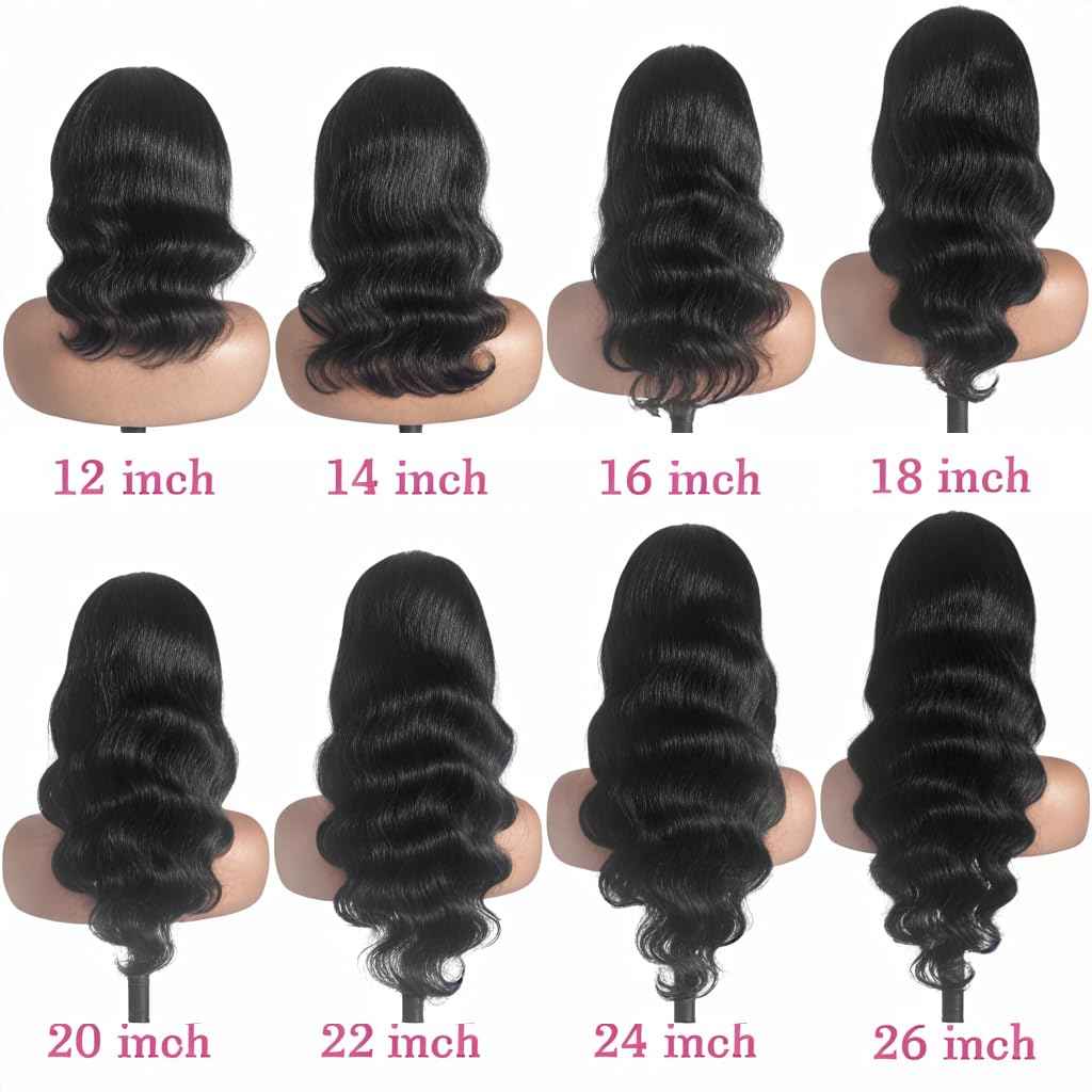 olimaruly Headband Wig Human Hair Body Wave 14 inch None Lace Front Wig Human Hair Machine Made Wigs Glueless Human Hair Headband Half Wigs for Black Women 150% Density Natural Color