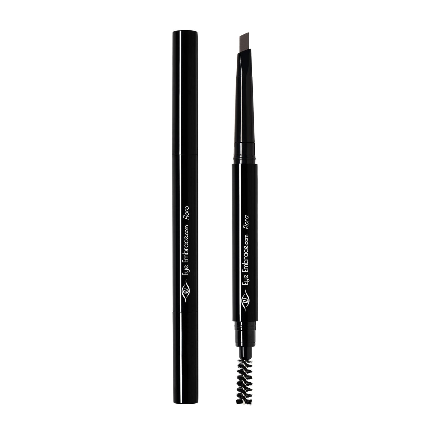 Eye Embrace Flora: Dark Brown-Gray Eyebrow Pencil – Waterproof, Double-Ended Automatic Angled Tip & Spoolie Brush, Cruelty-Free