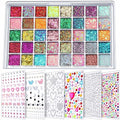 FANDAMEI Face Glitter Face Gems, 40 Colors Glitter Gel Palette with 6 Sheets Self Adhesive Hair Gems, Face Jewels for Women. Face Rhinestones Pearls for Women, Body Hair Glitter