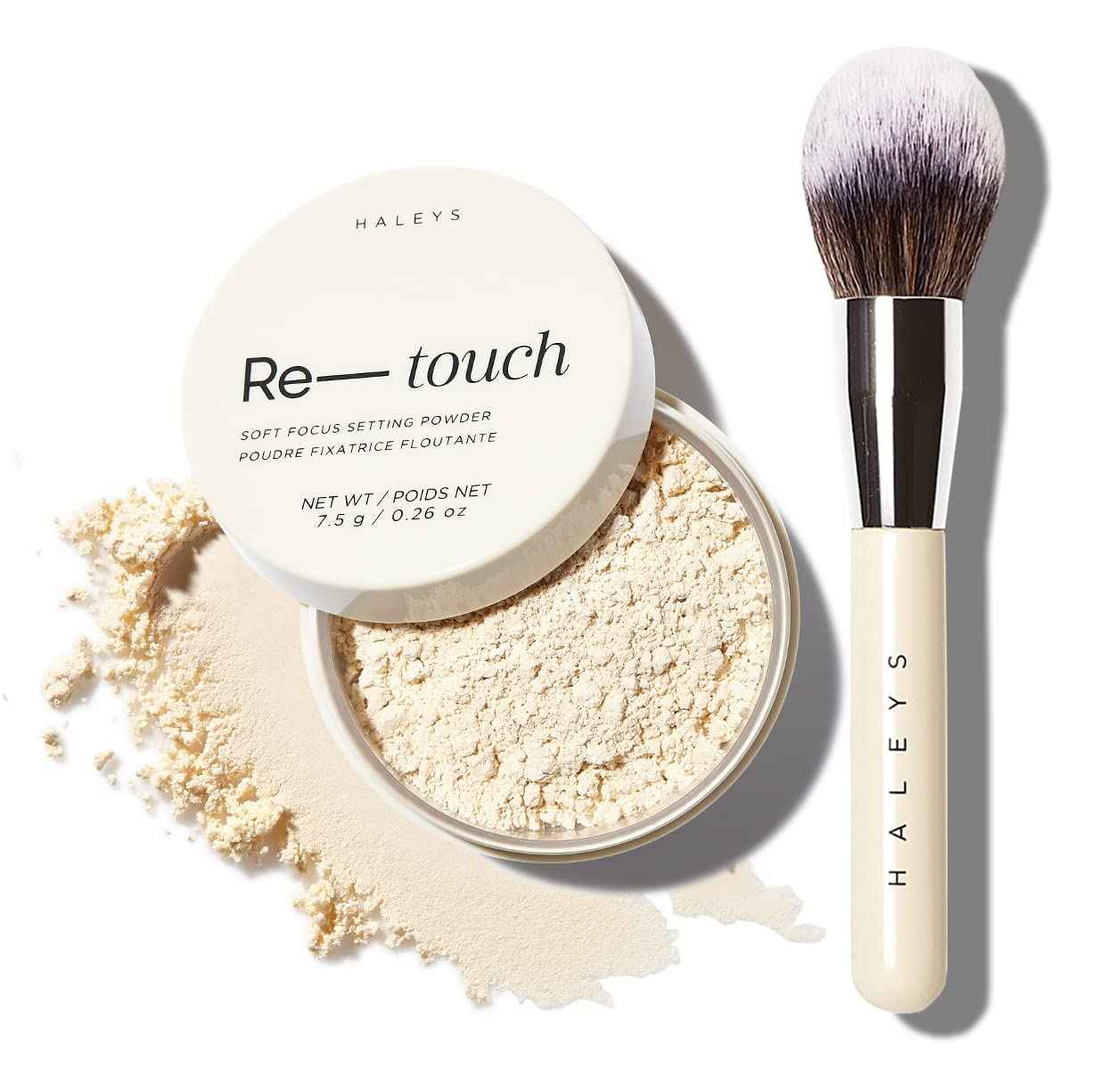 HALEYS Flawless Finish Set (Light Medium): Re-touch Soft Focus Loose Setting Powder, Skin Perfecting, Blurs, Smooths, No flashback, for All Skin Types and Tones,Streak-free, Perfect Blending