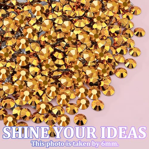 Mine Gold Resin Rhinestones 25000pcs 2-6mm with 1 Glue for DIY Crafts, Shoes & Nails (Mineral Gold, Large Pack + 1 Glue)