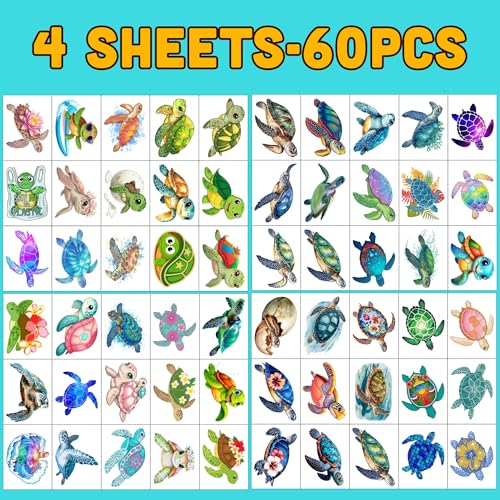 Turtle Temporary Tattoos - 60pc Under The Sea Party Favors