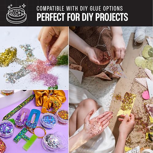 32 Pack Chunky Mix Holographic Glitter - Face Glitter, Nail Glitter, Chunky Fine Glitter, Craft Glitter for Crafts, Makeup & Body, Festival Chunky Glitter, Cosmetic Grade