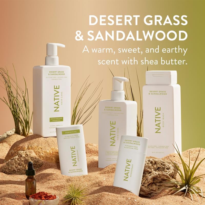 Native Desert Grass & Sandalwood Shampoo and Conditioner Contain