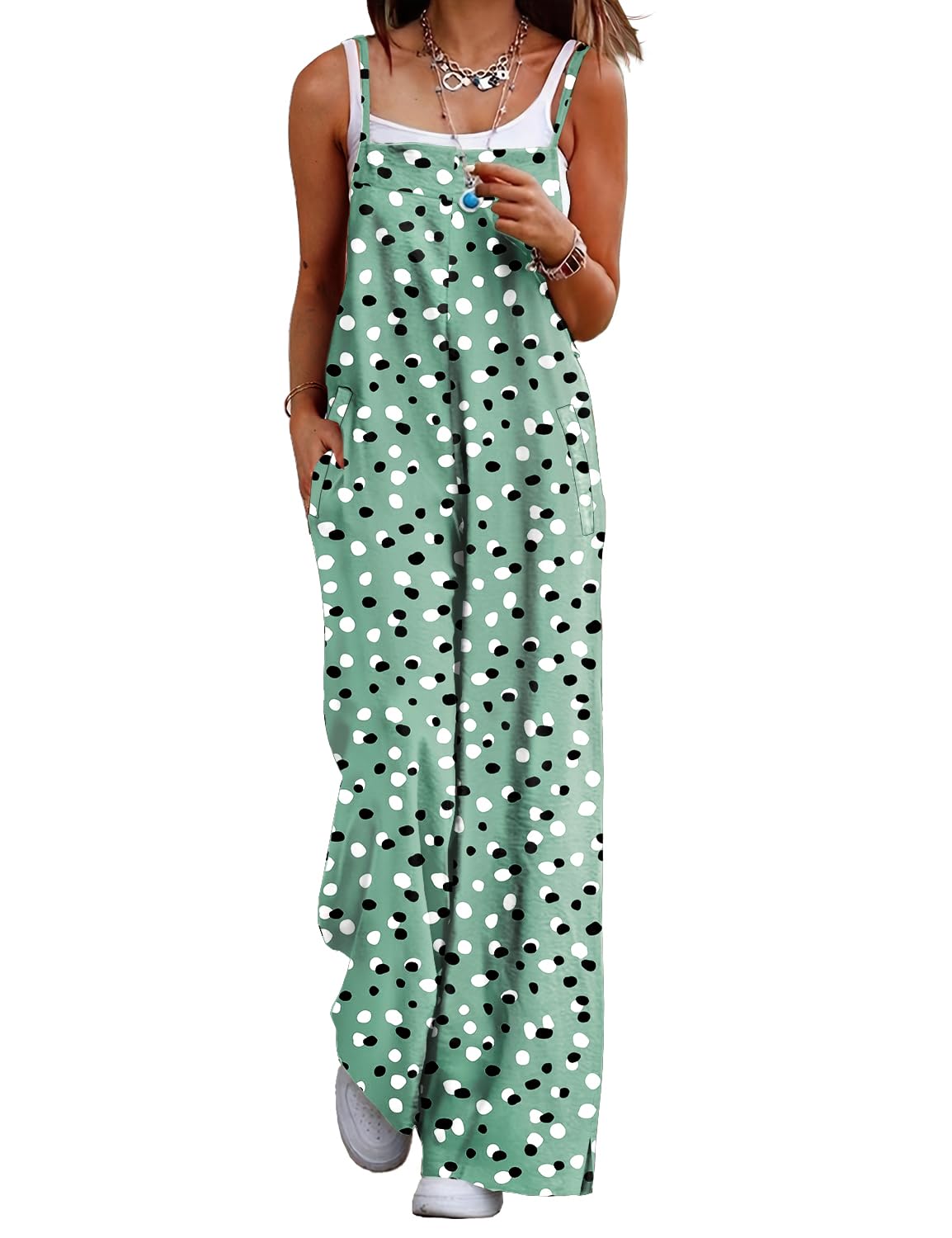 YESNO Women's Summer Boho Casual Jumpsuits Wide Leg Overalls Floral Print Baggy Rompers with Pockets XS PZZCR 394